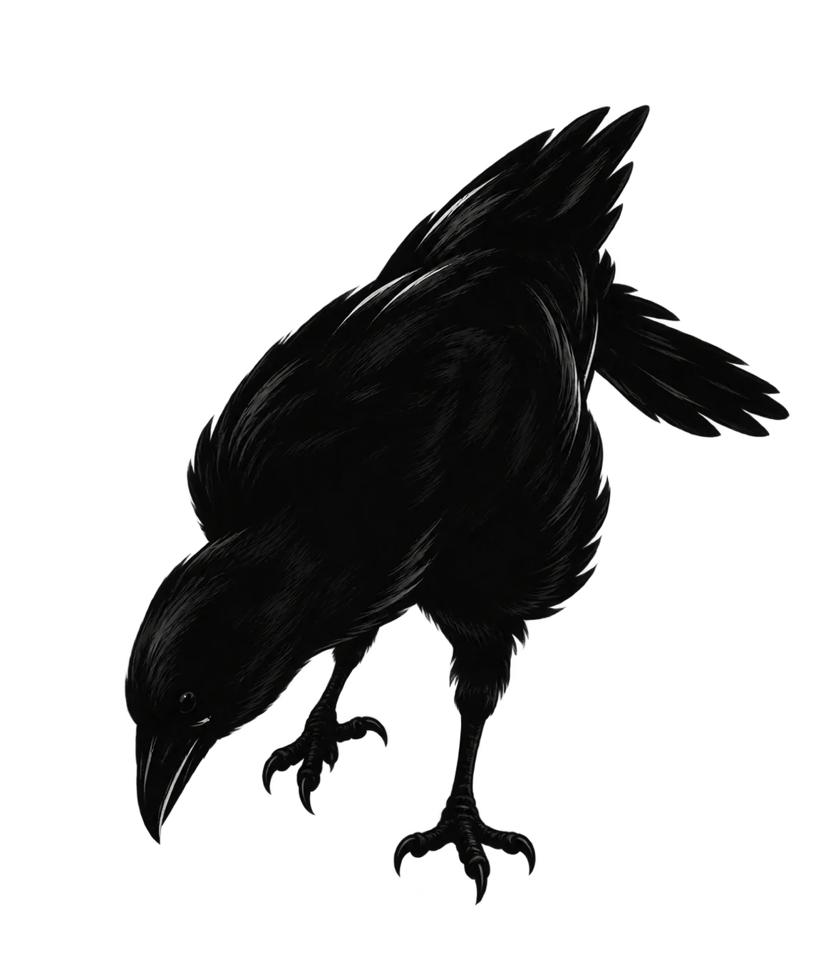 Silhouette d’un corbeau curieux